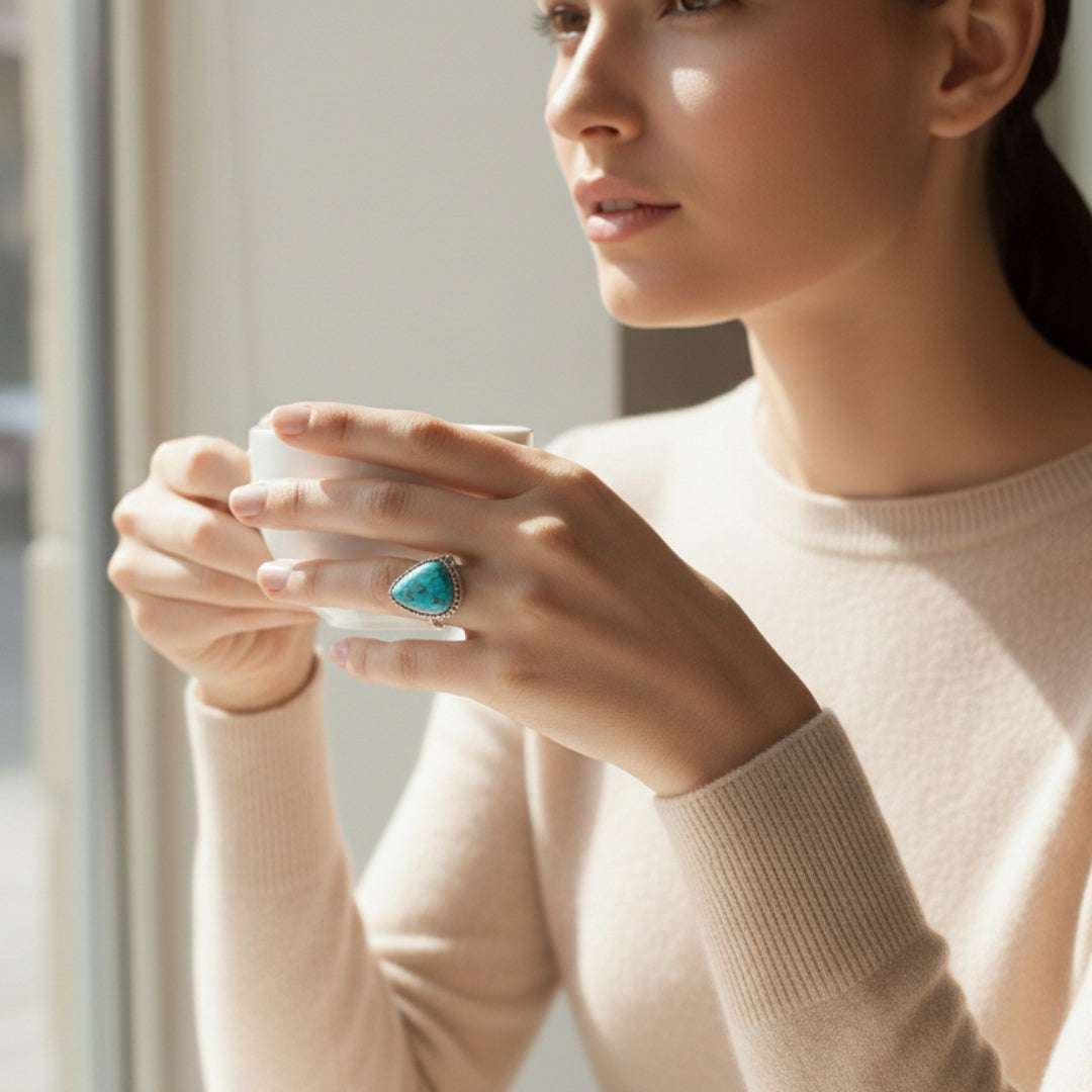 Oxidized Silver Turquoise Statement Ring