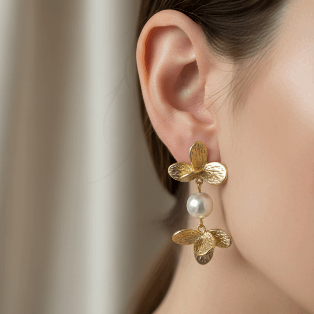 Gold Butterfly Chandelier Tassel Earrings