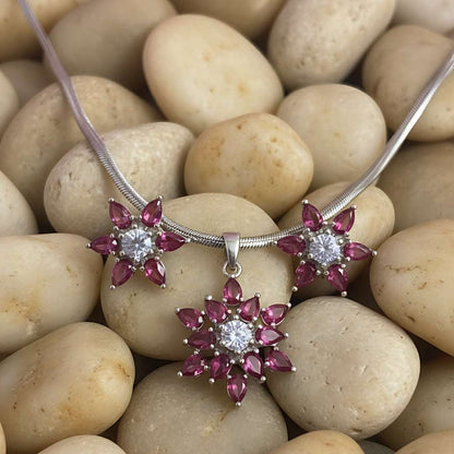 American Diamond Floral Necklace Set