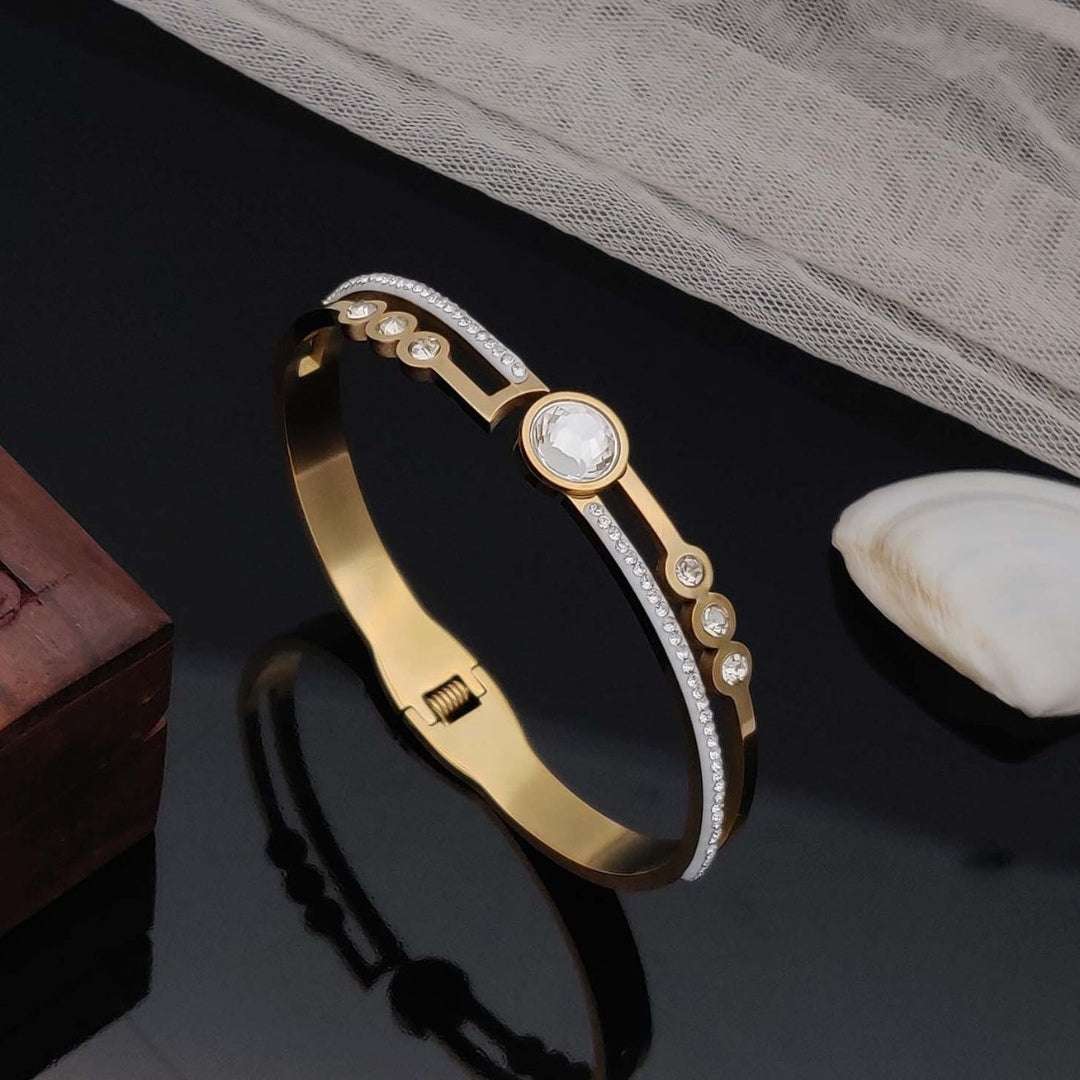 Anti-Tarnish Gold Crystal Bracelet | Elegant Zirconia Bangle