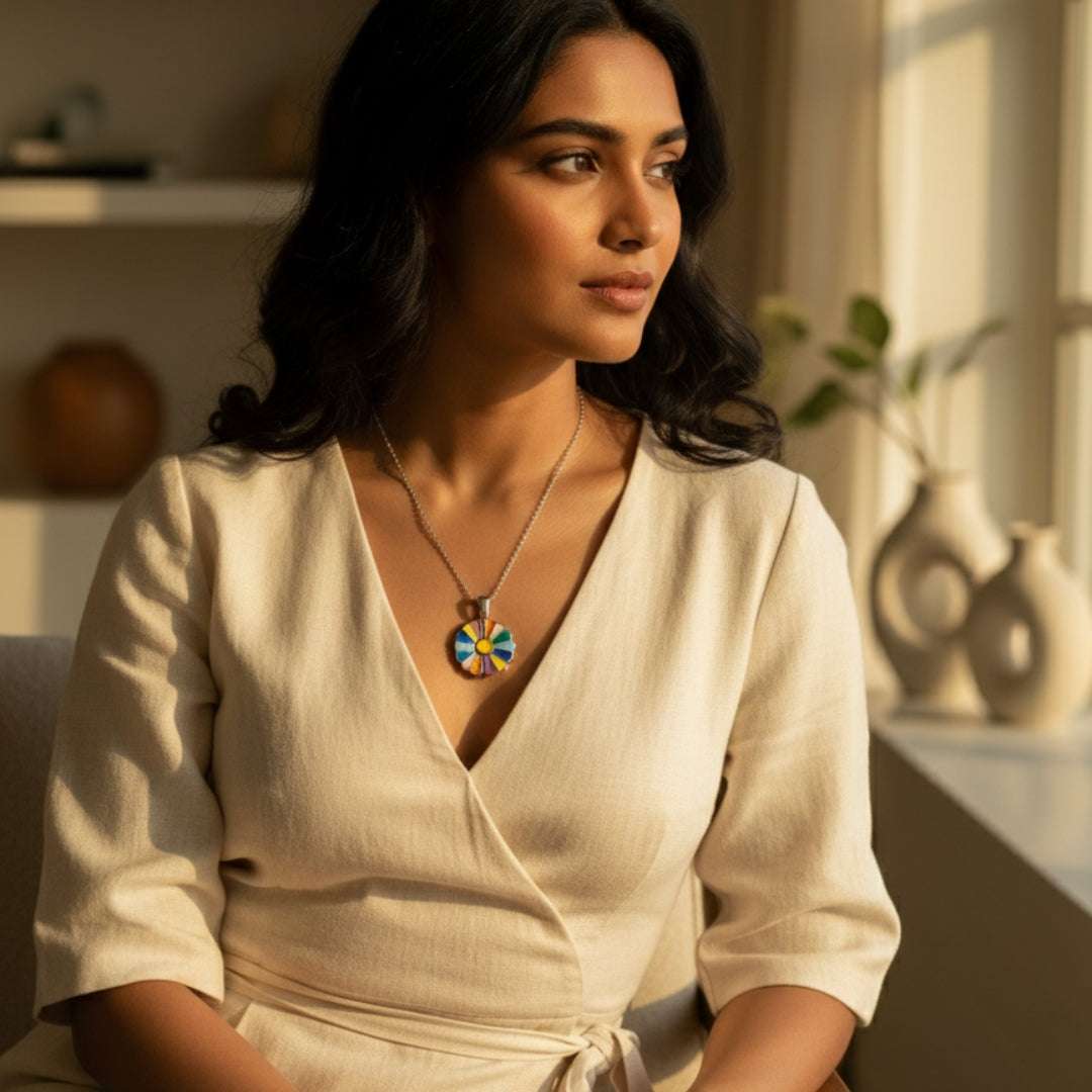 Vivid Multicolor Anti-Tarnish Flower Pendant Necklace