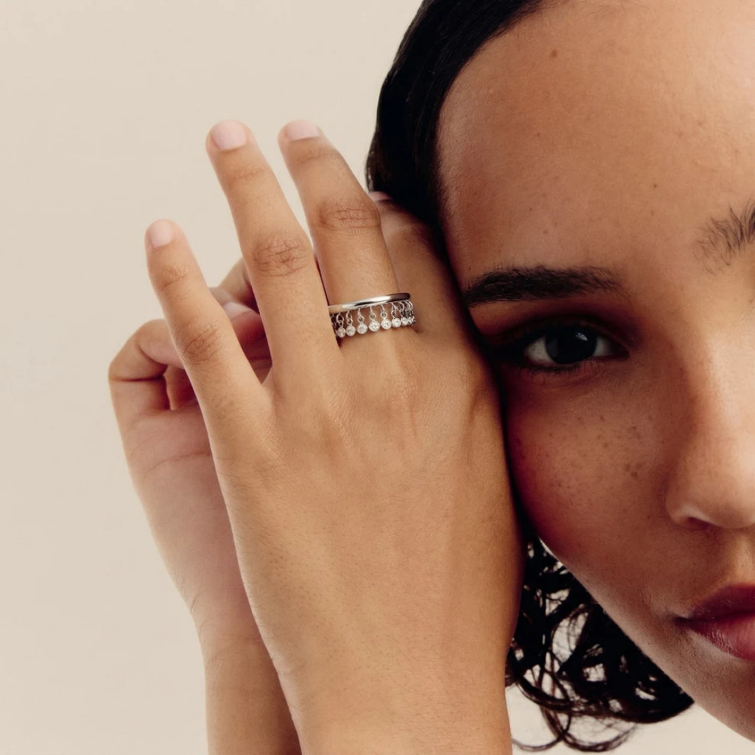 Dangle Charm Ring – 18K Silver Plated Anti-Tarnish Statement Ring