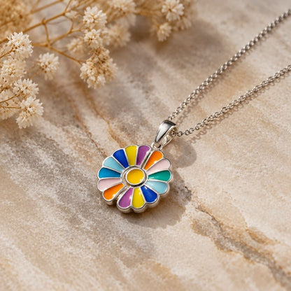 Vivid Multicolor Anti-Tarnish Flower Pendant Necklace
