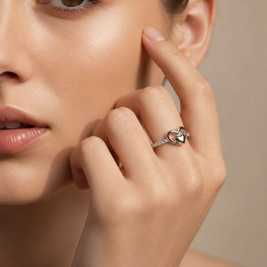 Double Heart Silver Plated Ring