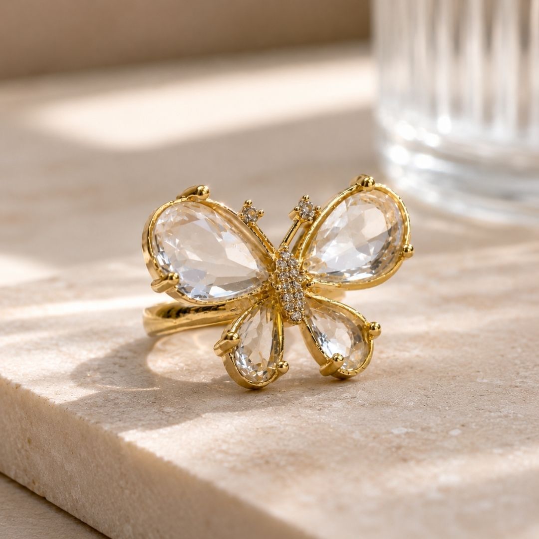 Big Crystal Butterfly Ring