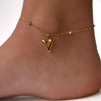 Golden Heart Anklet – Timeless Elegance for Every Step