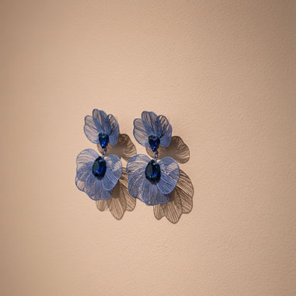 Blue Floral Statement Earrings for Women – Lightweight Party Wear Earrings for Girls