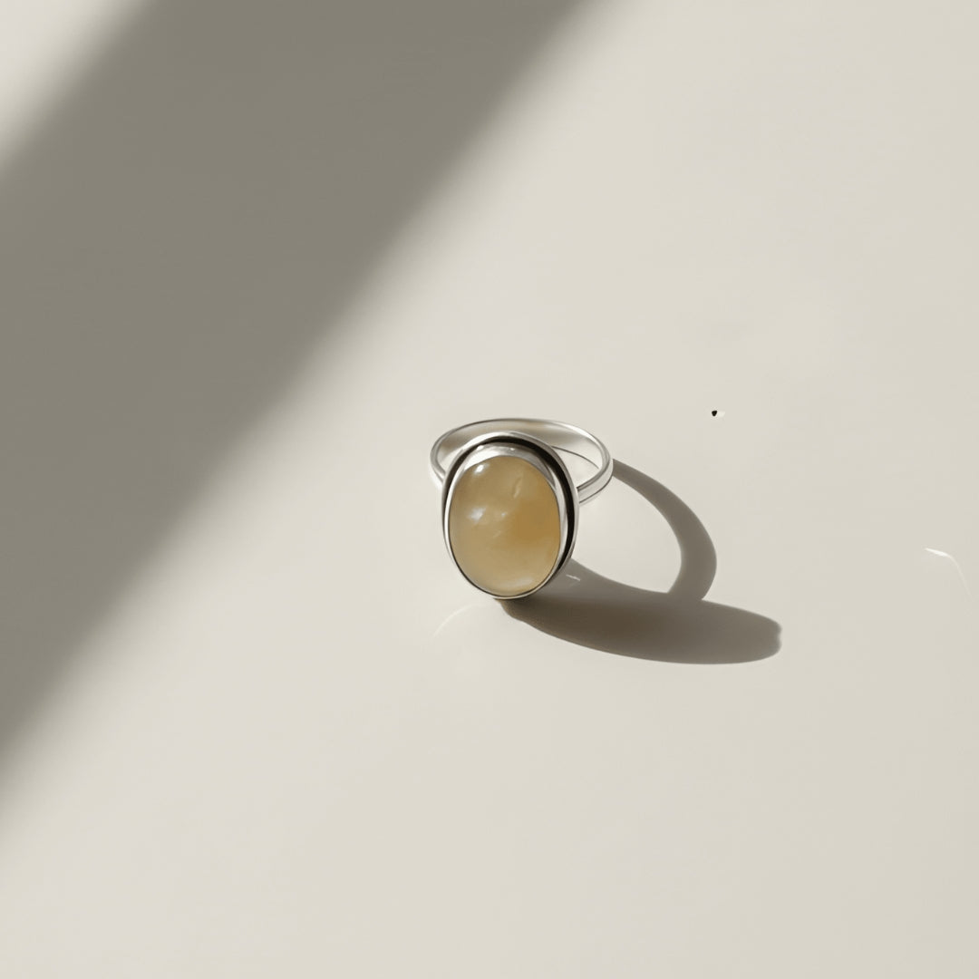 Oxidized Silver Statement Ring with Oval Stone