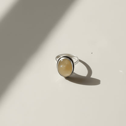 Oxidized Silver Statement Ring with Oval Stone