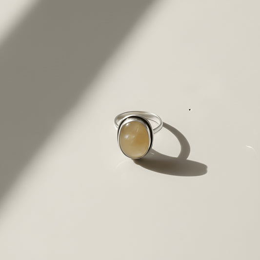 Oxidized Silver Statement Ring with Oval Stone