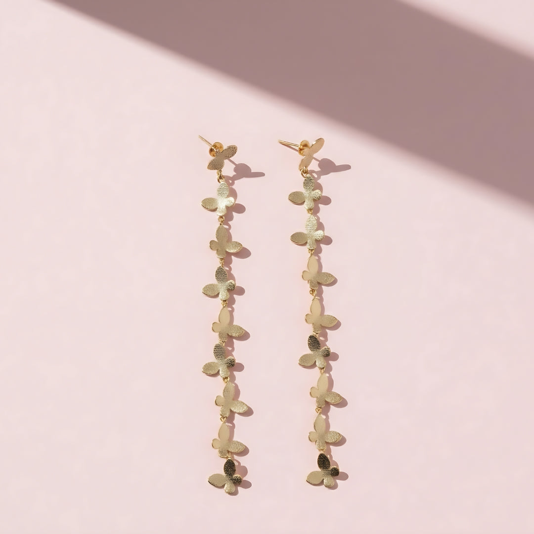 Gold Butterfly Chain Drop Earrings