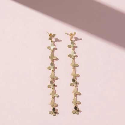 Gold Butterfly Chain Drop Earrings