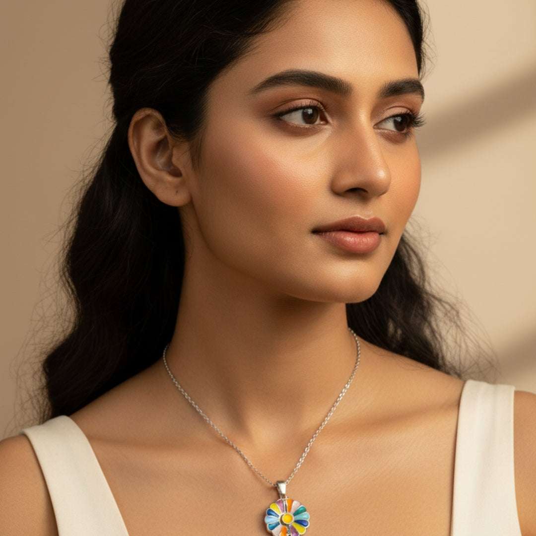 Vivid Multicolor Anti-Tarnish Flower Pendant Necklace