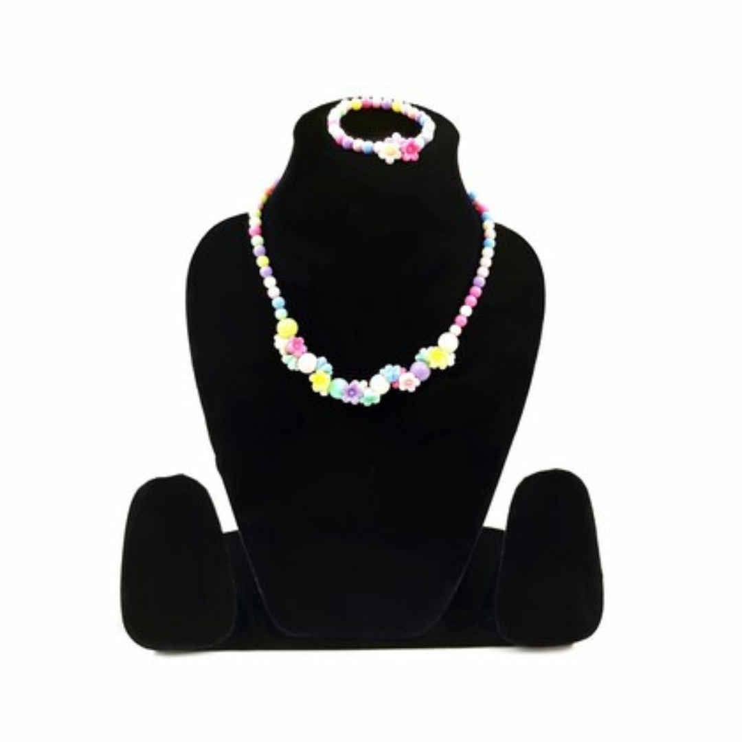 Kids Rainbow Flower Bead Necklace & Bracelet Set