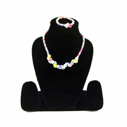 Kids Rainbow Flower Bead Necklace & Bracelet Set