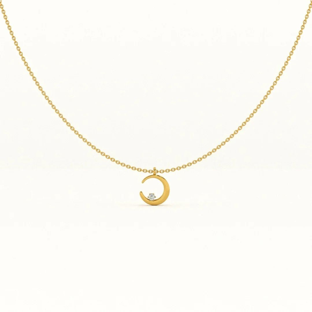 Minimal Gold Crescent Moon Pendant Necklace