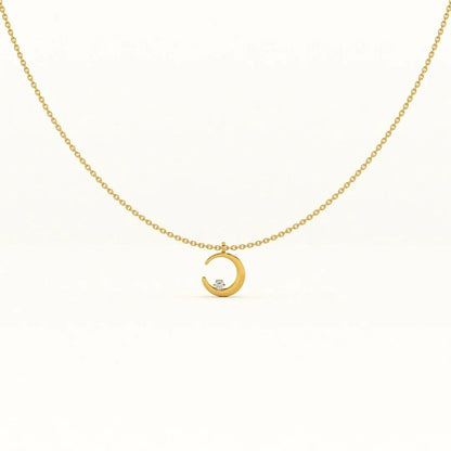 Minimal Gold Crescent Moon Pendant Necklace