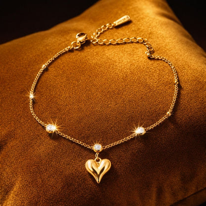 Golden Heart Anklet – Timeless Elegance for Every Step