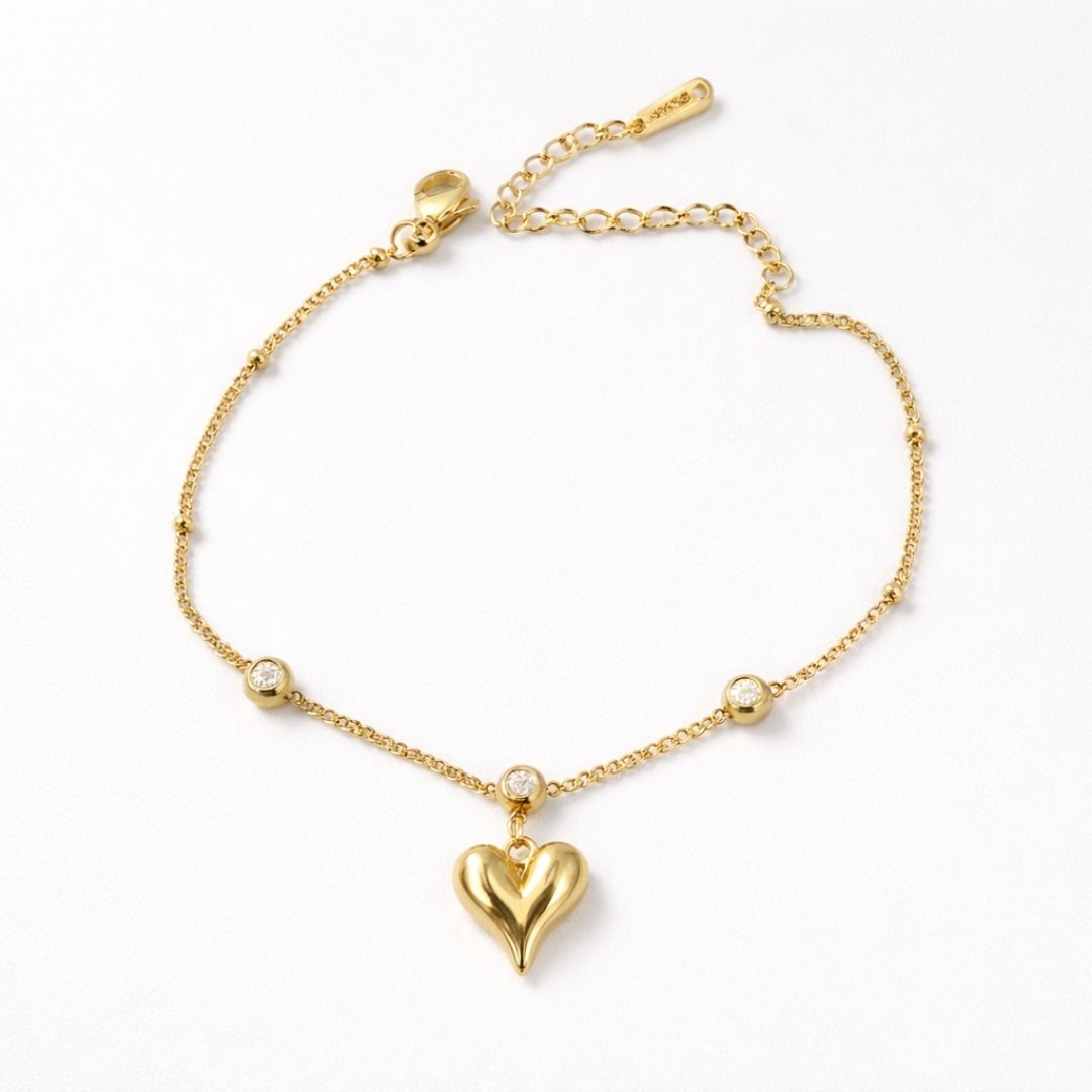 Golden Heart Anklet – Timeless Elegance for Every Step