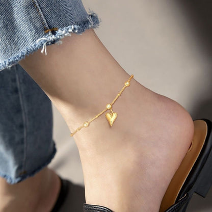 Golden Heart Anklet – Timeless Elegance for Every Step
