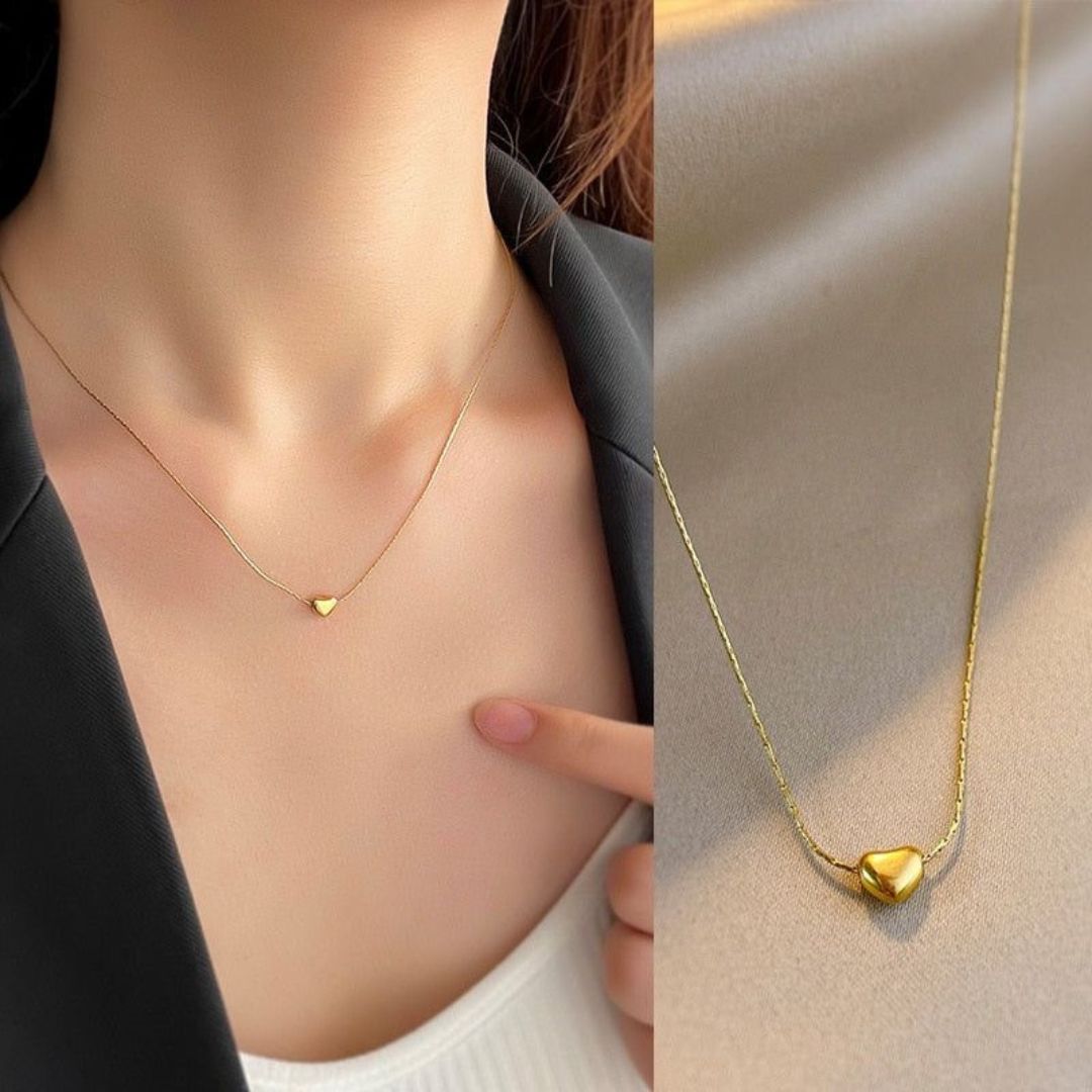 Minimal Gold Heart Pendant Necklace for Everyday Wear