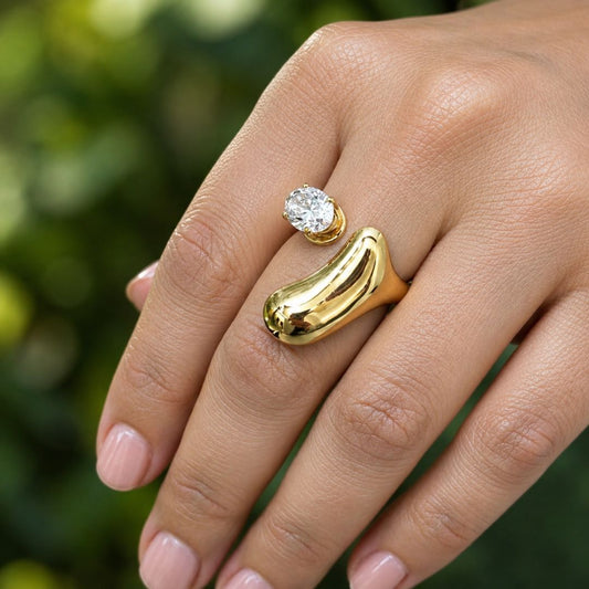 Elysian Gold Statement Ring with Clear Stone