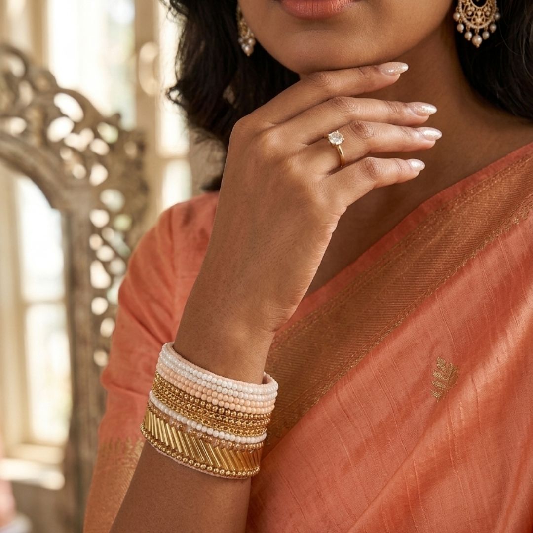 Handmade Gold & Pearl Beaded Cuff Bracelet – Elegant Velvet Statement Bangle