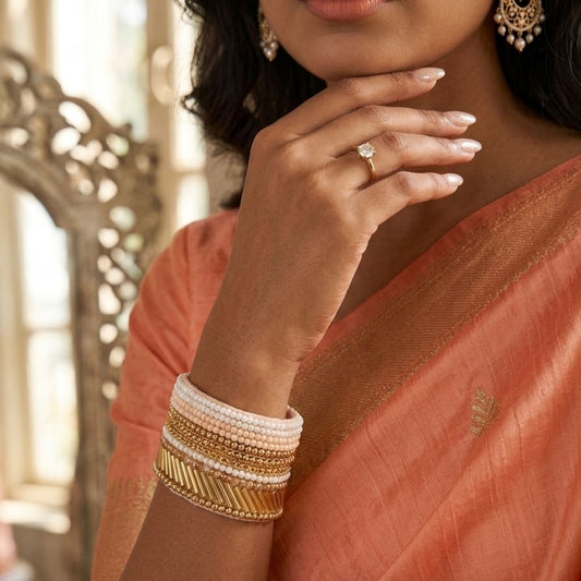 Handmade Gold & Pearl Beaded Cuff Bracelet – Elegant Velvet Statement Bangle