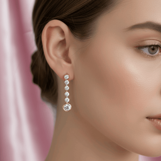 Gold Linear CZ Drop Earrings