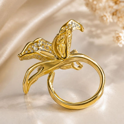 18KT Gold-Plated Stone-Studded Adjustable Finger Ring