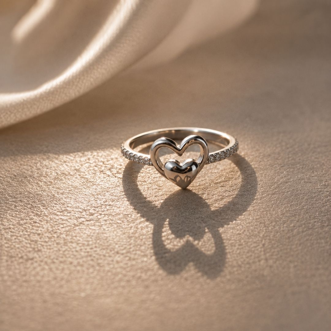 Double Heart Silver Plated Ring