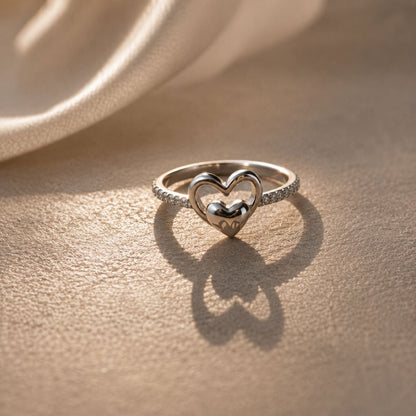 Double Heart Silver Plated Ring