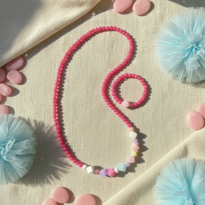 Colorful Bead Bracelet & Necklace Set – Kids Play Jewelry