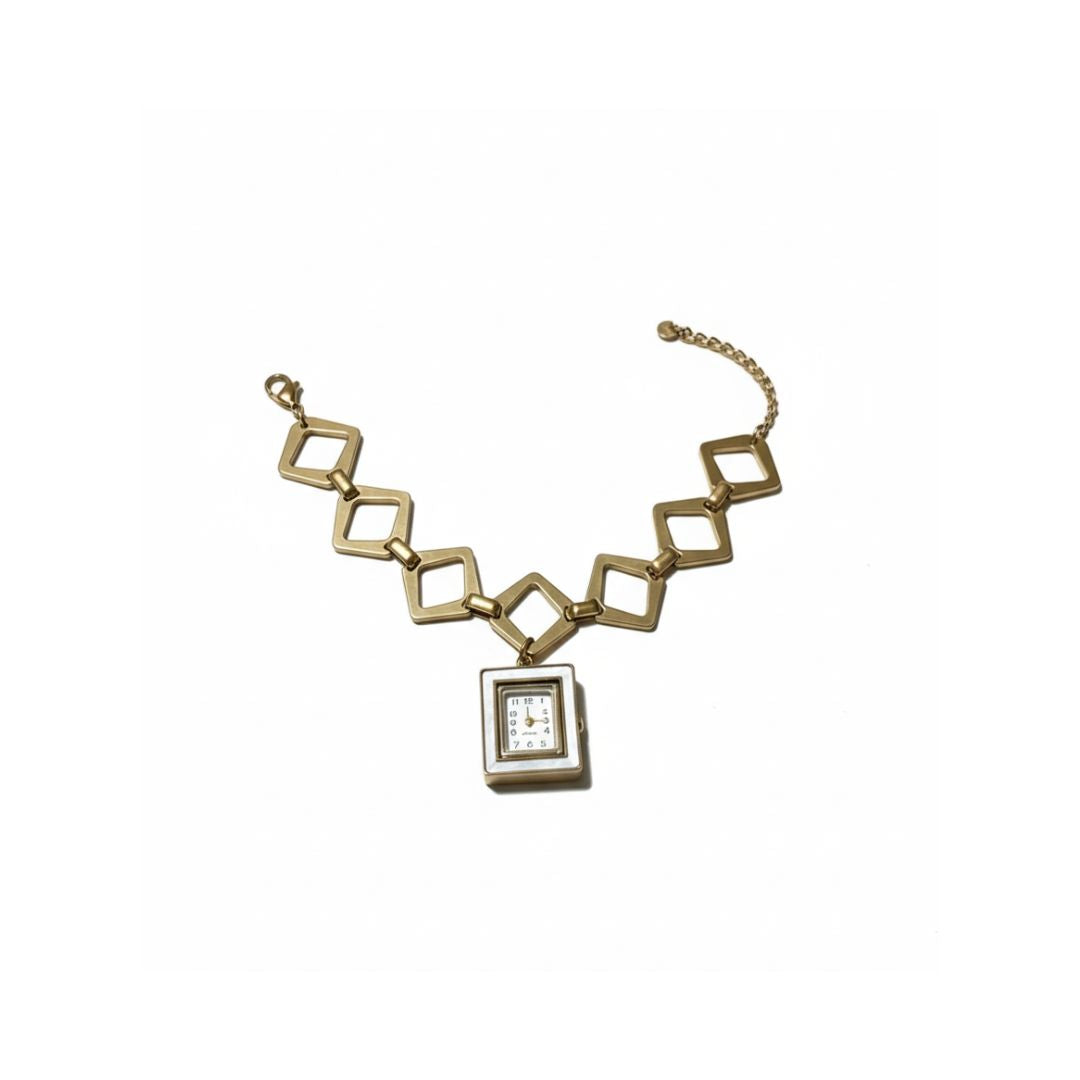 Minimal Square Dial Bracelet Watch – Gold Finish