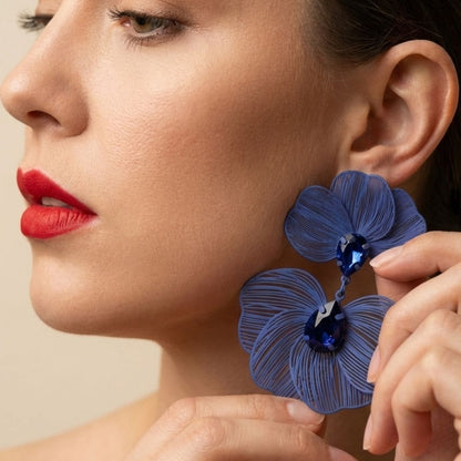 Blue Floral Statement Earrings for Women – Lightweight Party Wear Earrings for Girls