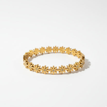 Gold Bloom Flower Bangle Bracelet