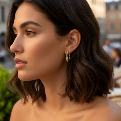 Luxury Gold Plated CZ Hoop Earrings | Anti-Tarnish Jewelry