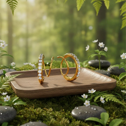 Anti-Tarnish 18K Gold Plated Diamond-Style Hoop Earrings