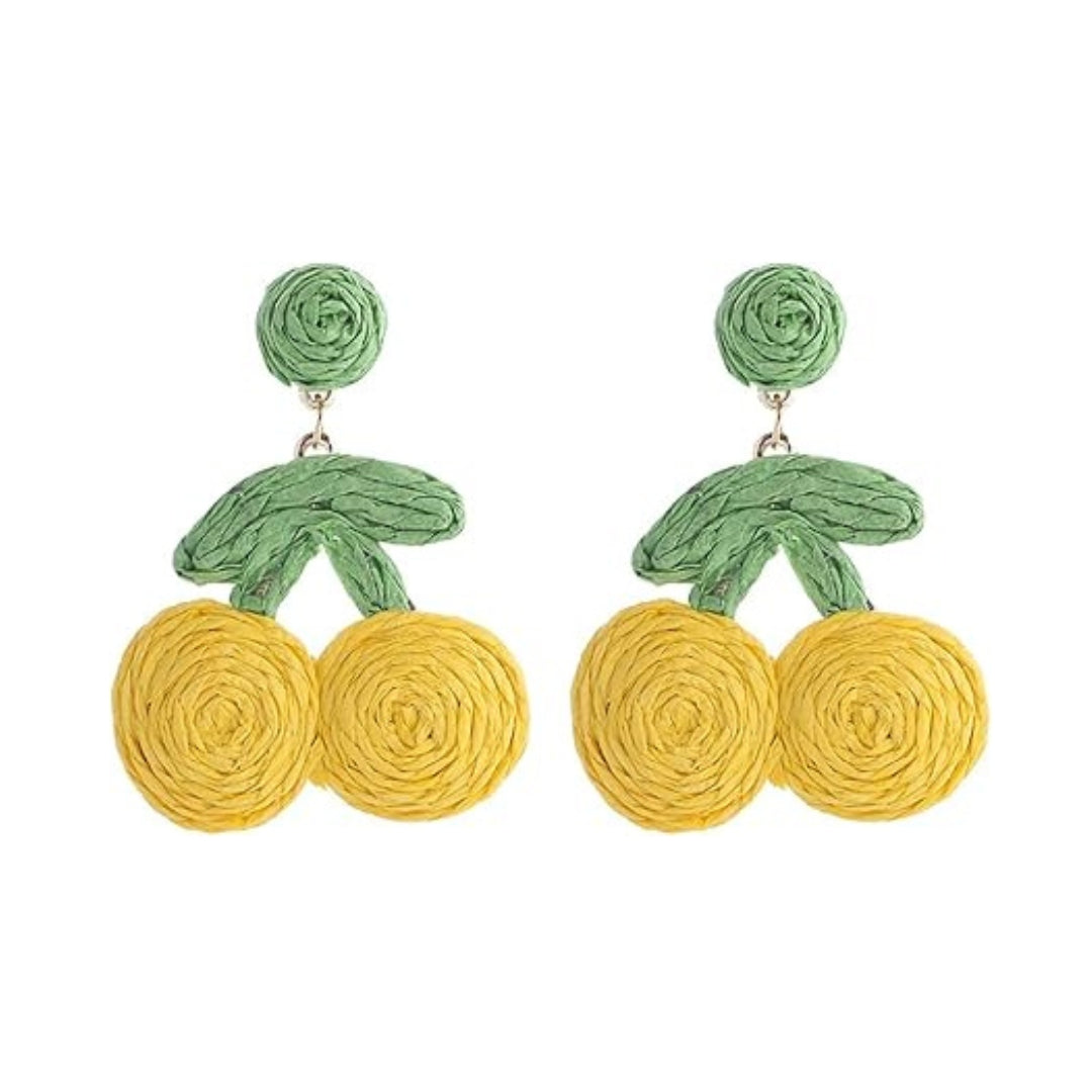 Handcrafted Thread Earrings – Yellow Design for Women