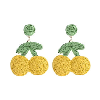 Handcrafted Thread Earrings – Yellow Design for Women