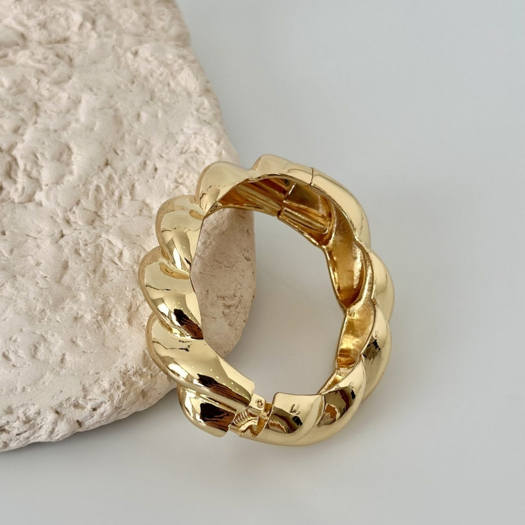 Chunky Twisted Gold Plated Cuff Bracelet