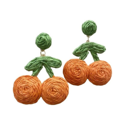Handcrafted Thread Earrings – Orange Design for Women