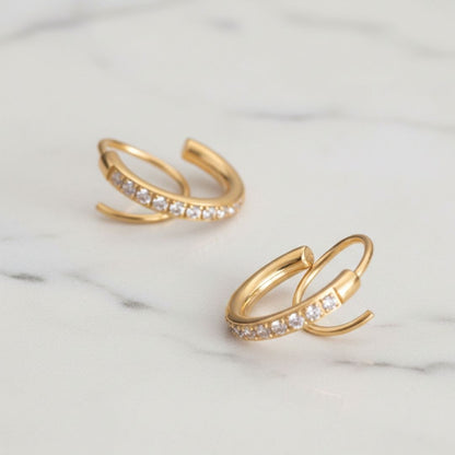 Anti-Tarnish 18K Gold Plated Diamond-Style Hoop Earrings