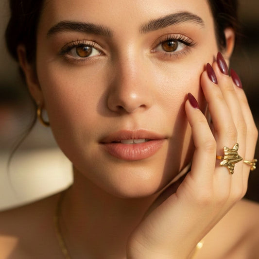 Organic Star Statement Ring for Women – 18K Gold Plated