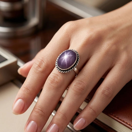 Vintage Lapis Lavendor Stone Silver Ring