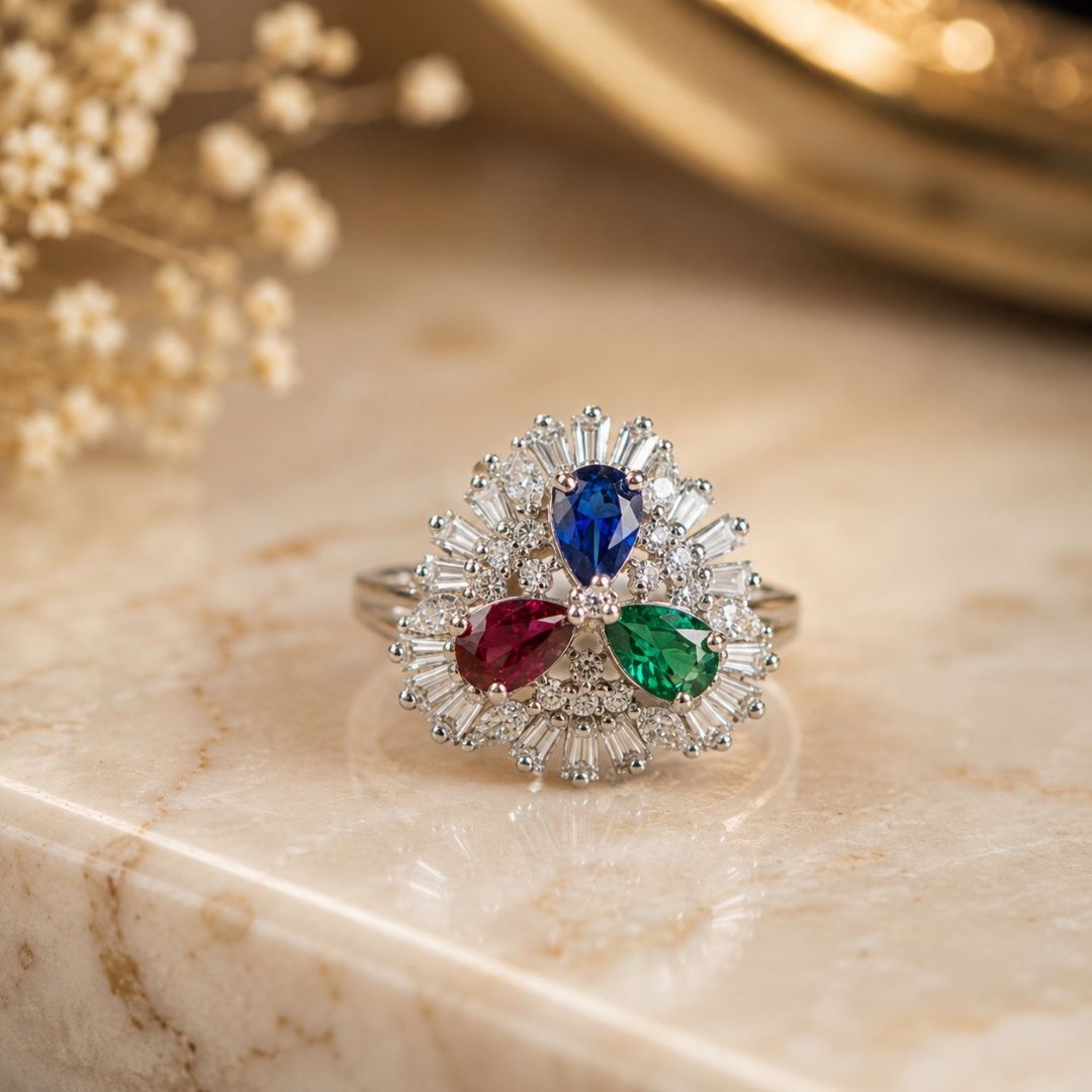 AD Multi-Stone Statement Finger Ring