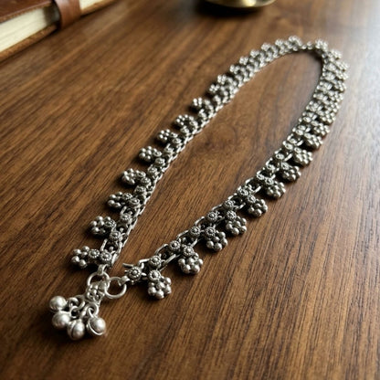 Vintage Oxidized Silver Tribal Anklet for Women