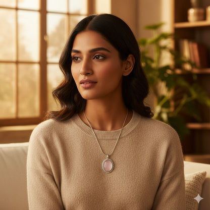 Rose Quartz Oval Pendant Necklace