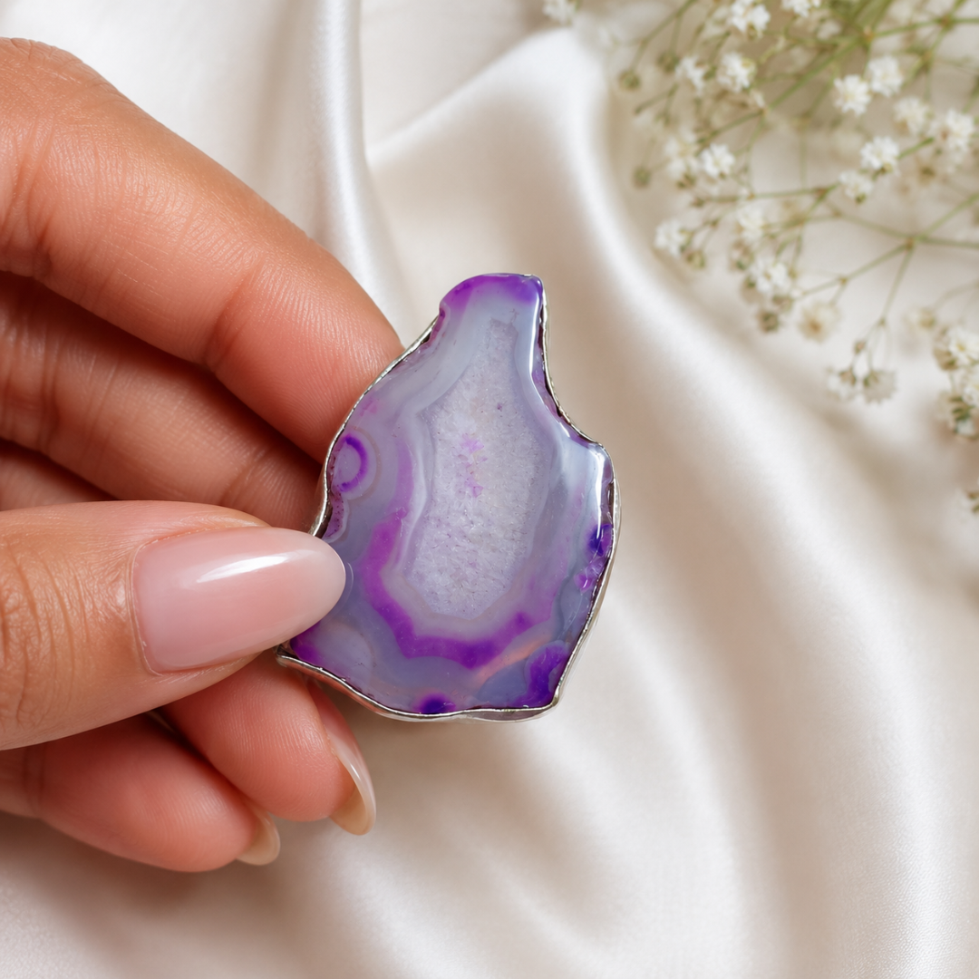 Amethyst Agate Statement Pendant