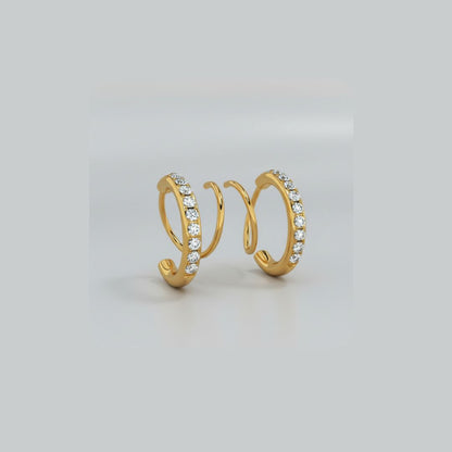 Anti-Tarnish 18K Gold Plated Diamond-Style Hoop Earrings